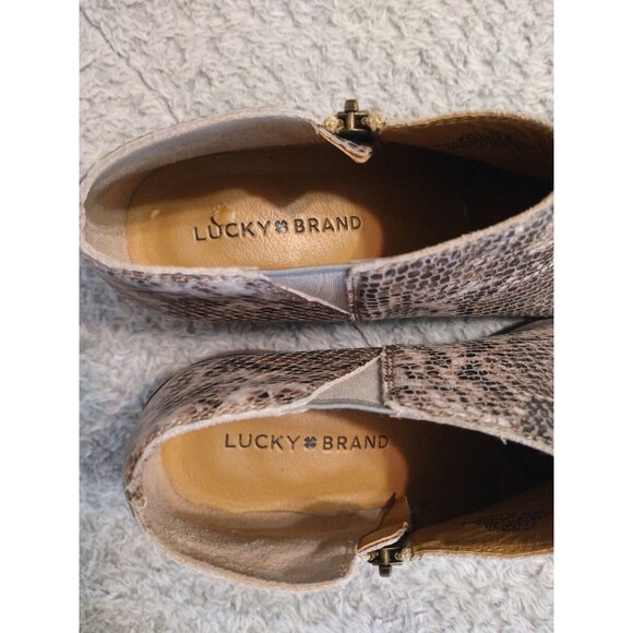 Lucky Brand classic leather snakeskin print 8.5 boots Y2K Animal - Picture 7 of 9